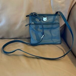 Michael Kors Kempton Dark Graphite Grey Nylon Crossbody Shoulder Handbag Leather